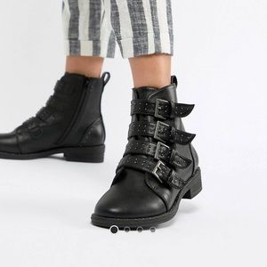 Faux-leather boots with silver details size 10